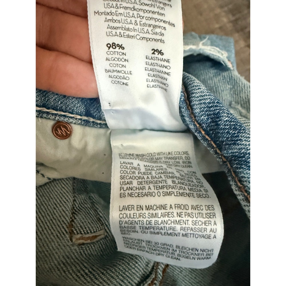 Mother Superior High Waisted Straight Leg Distressed Jeans Light Wash Size 26 - Picture 7 of 16